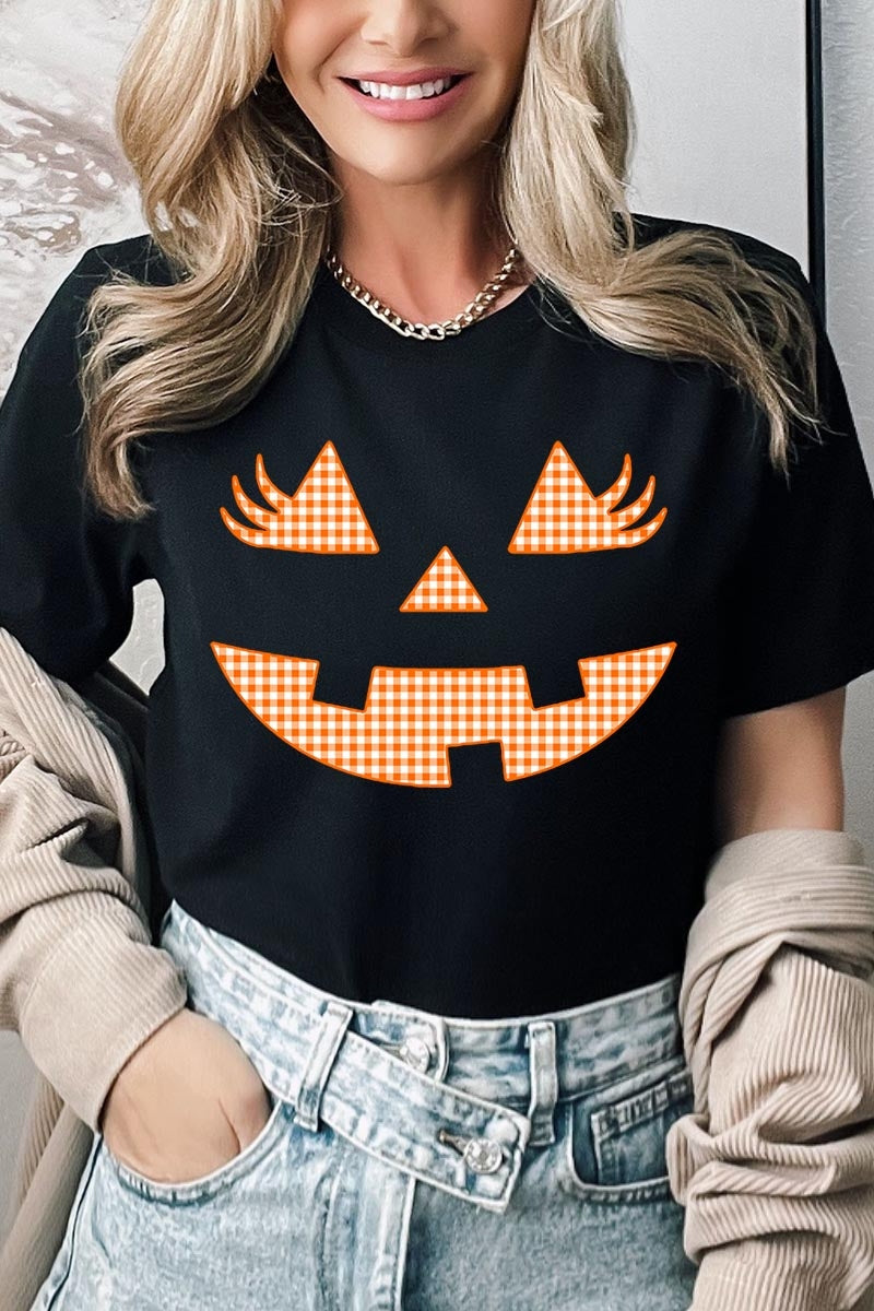US3001-E3148 Cute Pumpkin Halloween Graphic Tee $12.5