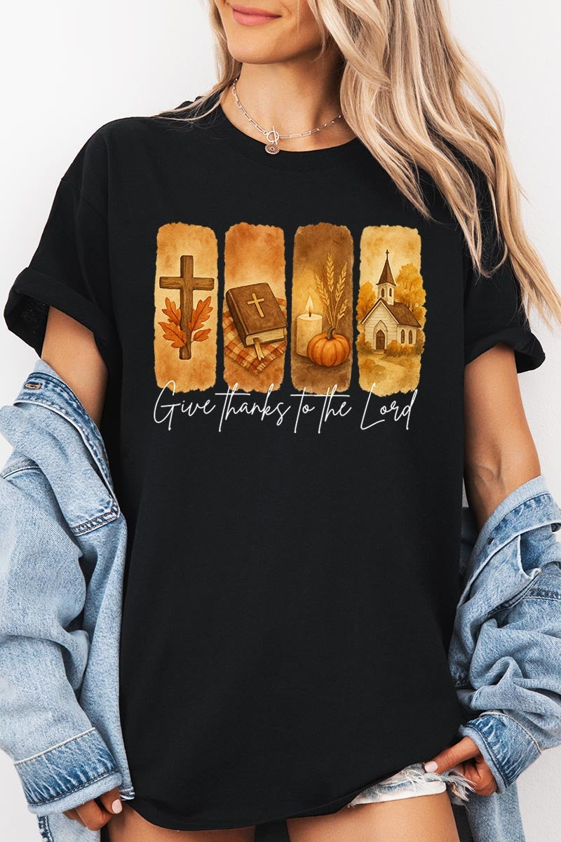 5000P-E3169 Give Thanks To The Lord Graphic Plus Heavy Cotton Tee $12.75