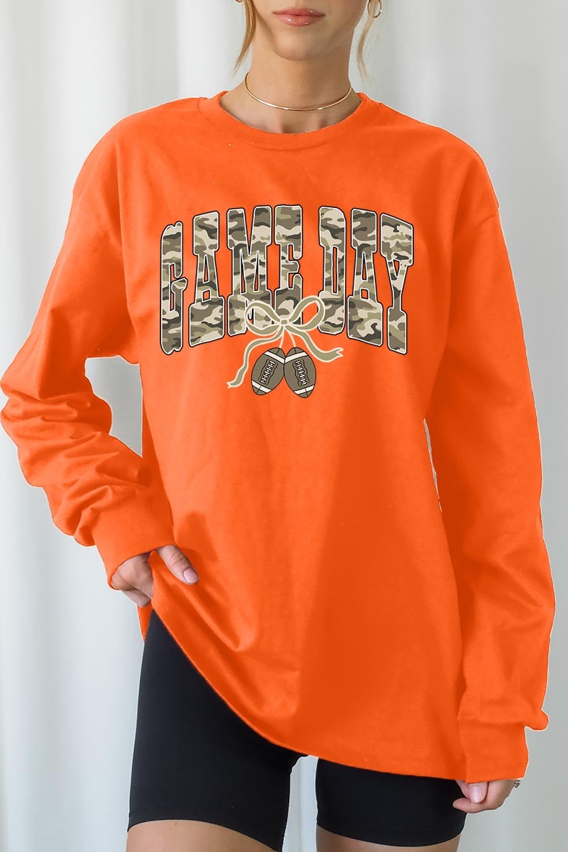 UL240-E3131 Football Game Day Camo Graphic Long Sleeve Tee $13.75
