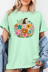 5000P-E3118 Floral Pumpkin Graphic Plus Heavy Cotton Tee $12.75