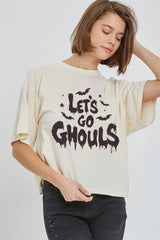 CTS-E3159 Letu2019s Go Ghouls Graphic Relaxed Crop Top $11