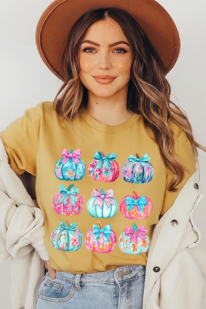 US3001-E3137 Coquette Pumpkin Graphic Tee $12.5