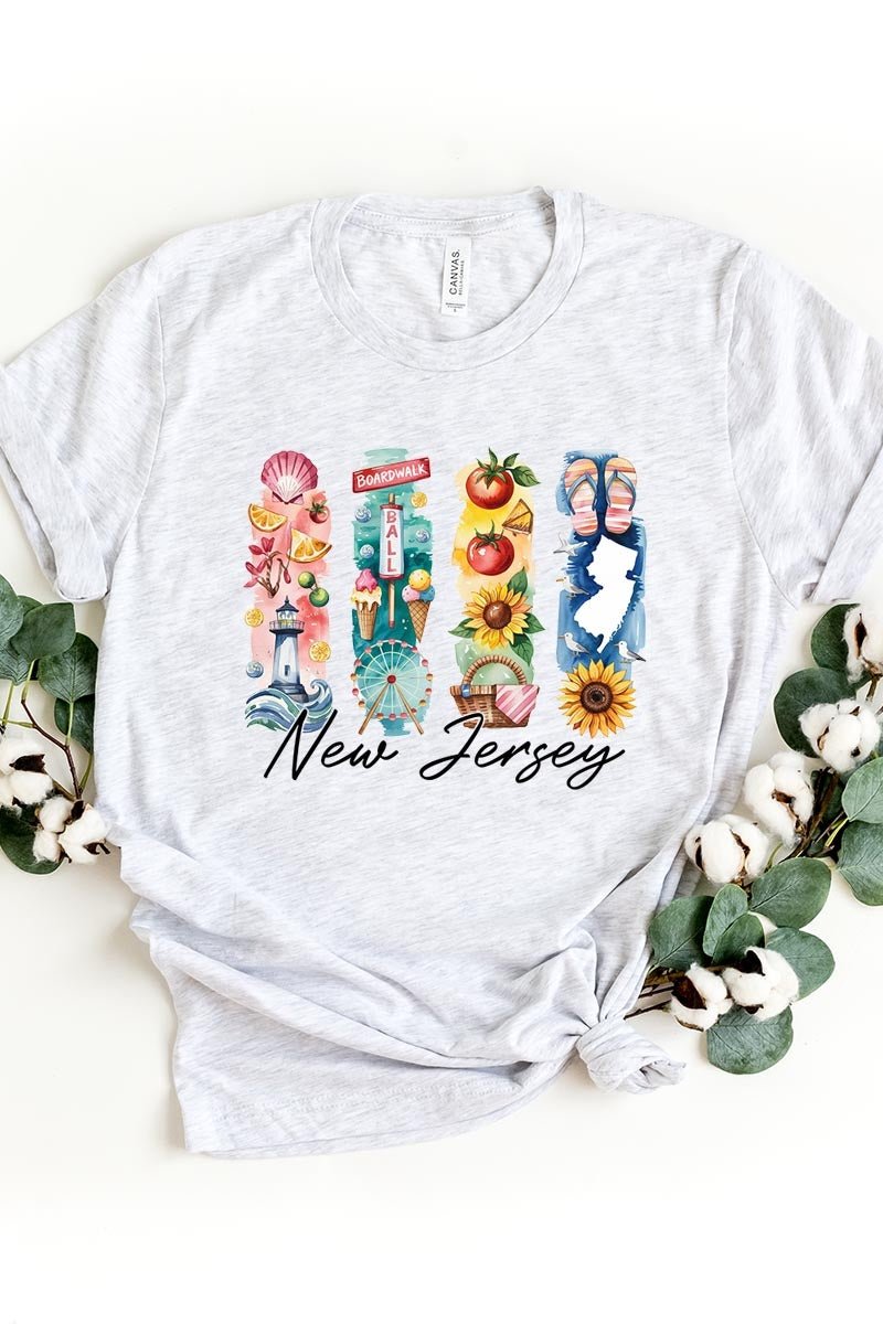 US3001P-E3061NJ New Jersey State Brushstroke Graphic Plus Tee $16