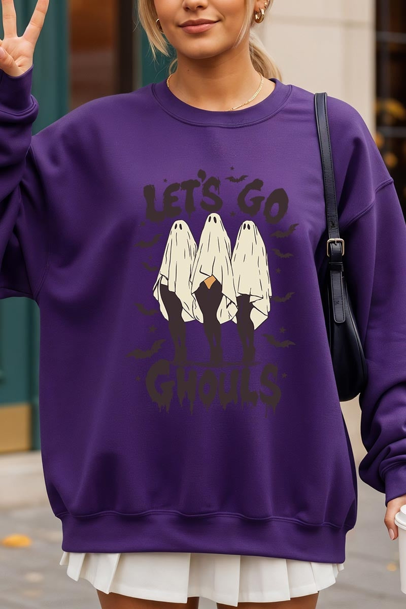 UL180-E3160 Letu2019s Go Ghouls Ghost Graphic Sweatshirt $20