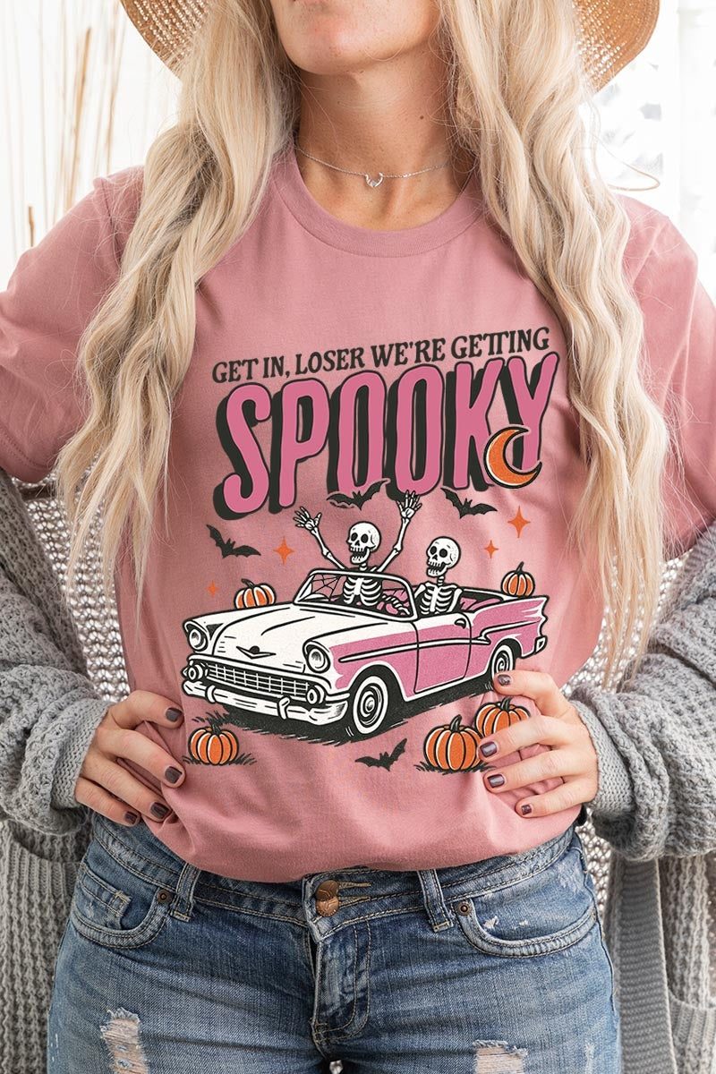 US3001-E3142 Spooky Skeleton Graphic Tee $12.5