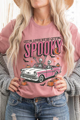 US3001P-E3142 Spooky Skeleton Graphic Plus Tee $16
