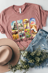 US3001P-E3061SD South Dakota State Brushstroke Graphic Plus Tee $16