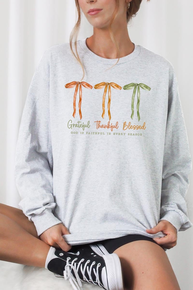 UL240P-E3111 Grateful Thankful Blessed Plus Long Sleeve Tee $17