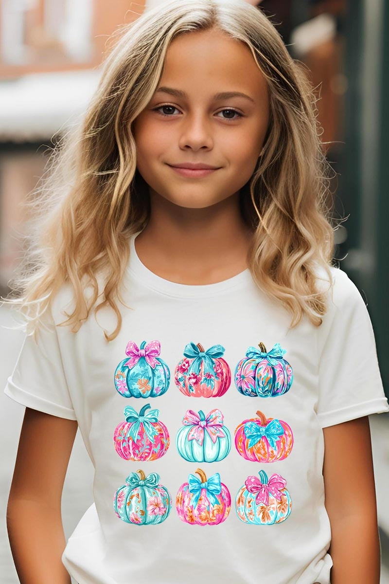 US3001Y-E3137Z Coquette Pumpkin Kids Graphic Tee $11