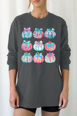 UL240P-E3137 Coquette Pumpkin Graphic Plus Long Sleeve Tee $17