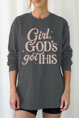 UL240-E3102 Girl, Godu2019s Got This Graphic Long Sleeve Tee $13.75