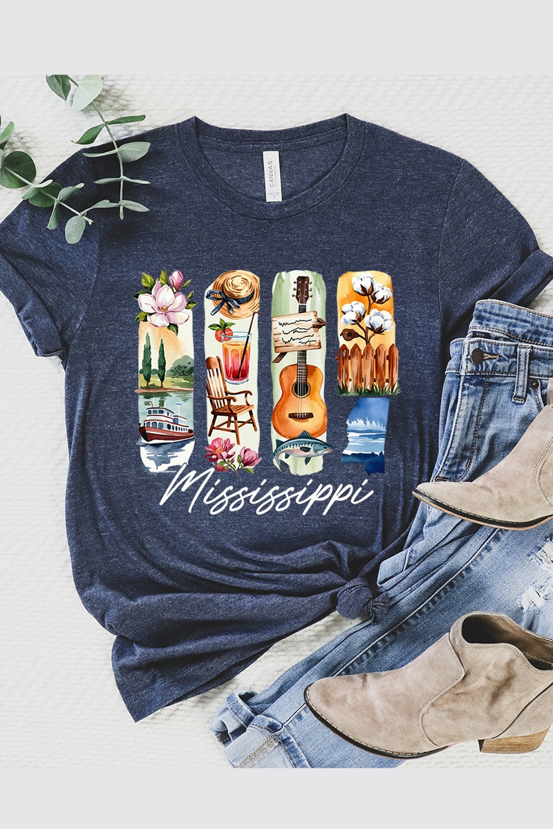 US3001-E3061MS Mississippi State Brushstroke Graphic Tee $12.5
