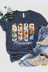US3001P-E3061MS Mississippi State Brushstroke Graphic Plus Tee $16