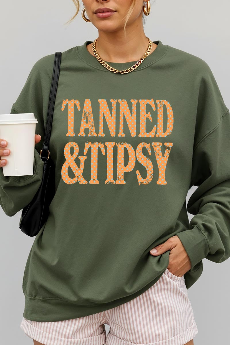 UL180-E3464 Tanned & Tipsy Dot Graphic Sweatshirt $20