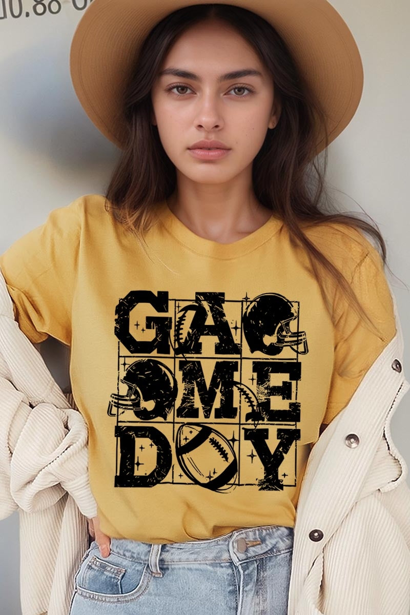 US3001P-E3073 Distressed Game Day Graphic Plus Tee $16