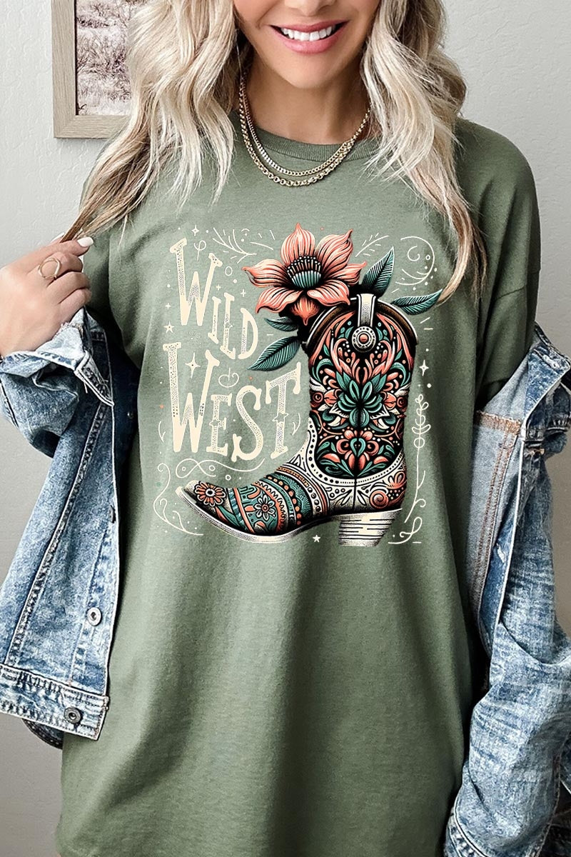 5000P-E3100 Wild West Cowgirl Boot Plus Heavy Cotton Tee $12.75