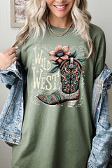 5000P-E3100 Wild West Cowgirl Boot Plus Heavy Cotton Tee $12.75