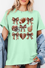 5000P-E3054 Cute Football and Bow Graphic Plus Heavy Cotton Tee $12.75