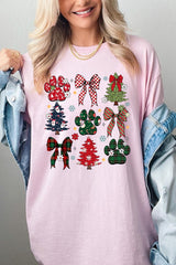 5000-E3195 Christmas Bow Paw Graphic Heavy Cotton Tee $9