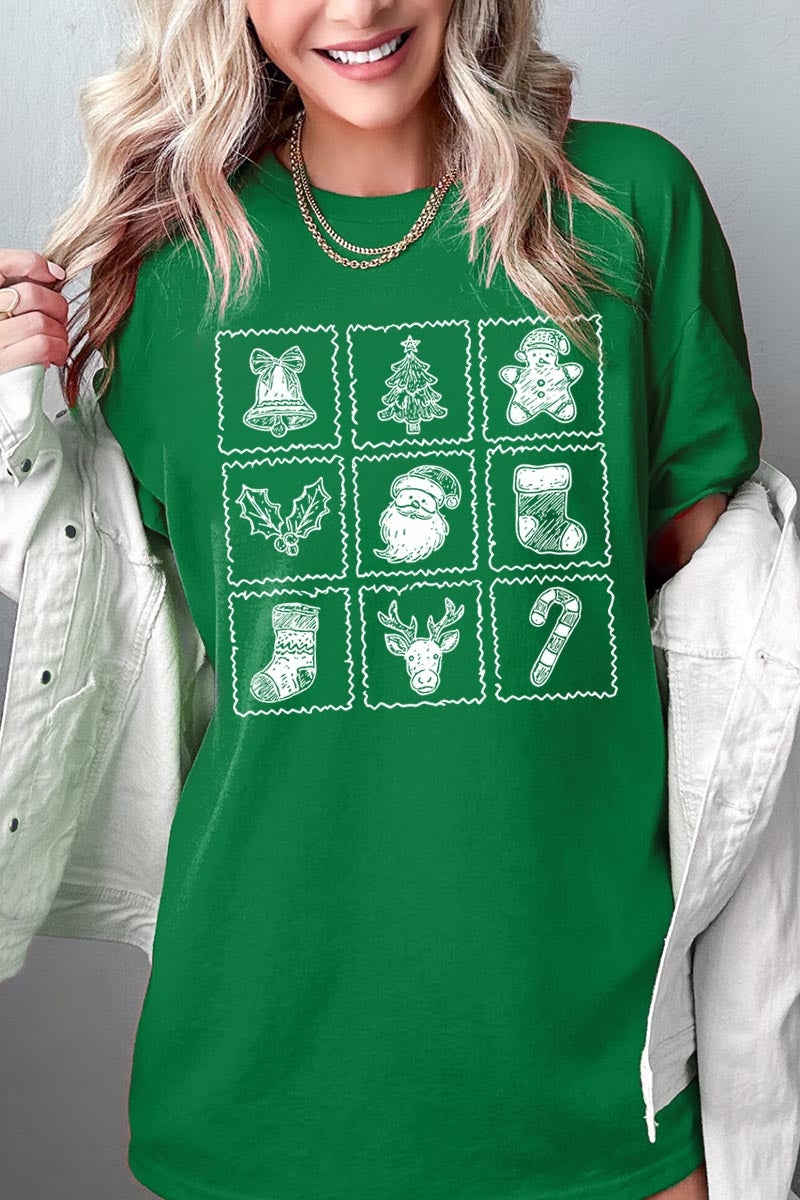5000P-E3215 Christmas Icons Graphic Plus Heavy Cotton Tee $12.75