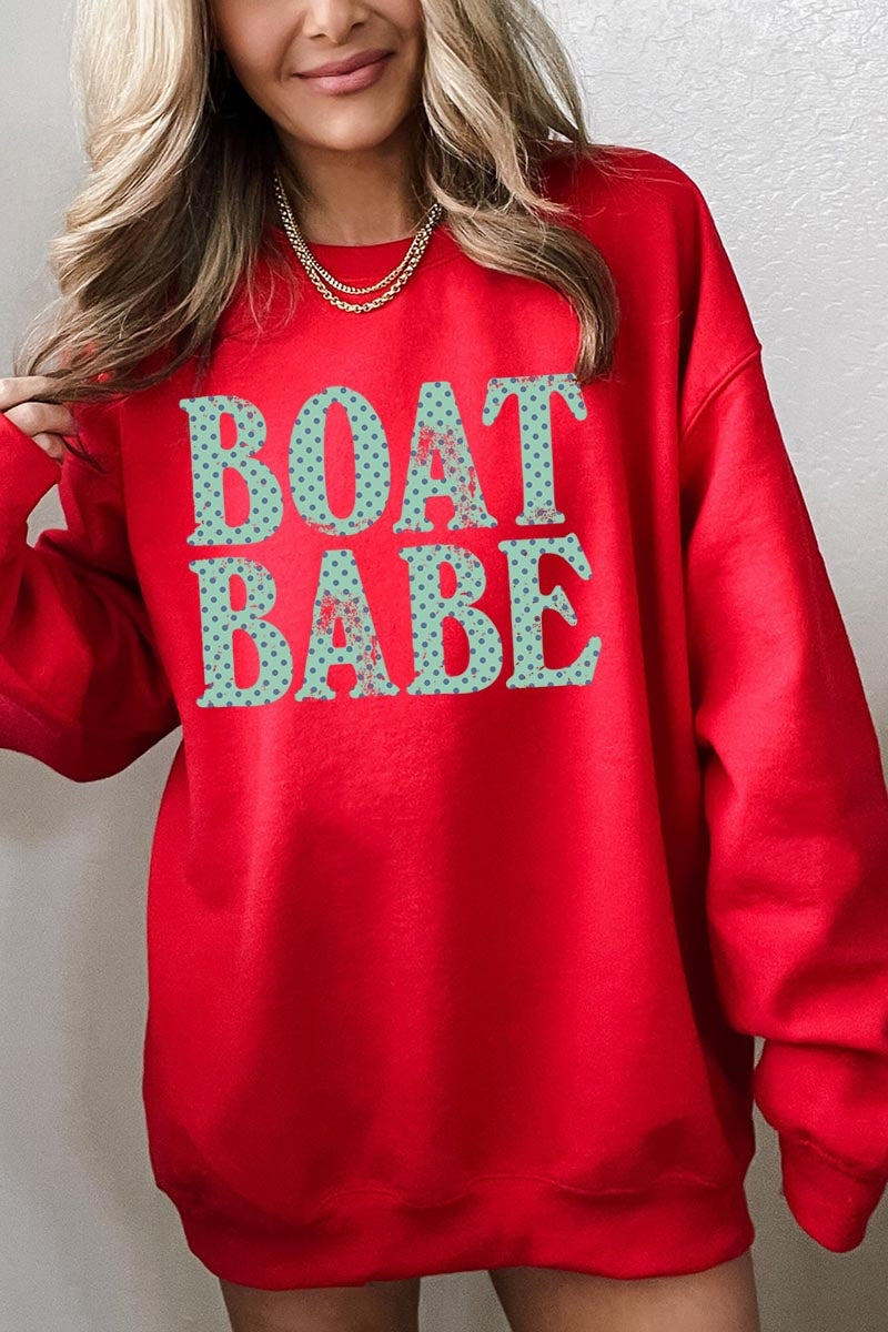 UL180-E3466 Boat Babe Dot Graphic Sweatshirt $20