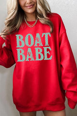 UL180-E3466 Boat Babe Dot Graphic Sweatshirt $20