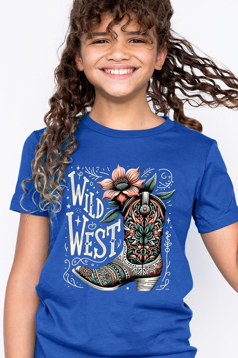 US3001Y-E3100Z Wild West Cowgirl Boot Kids Graphic Tee $11