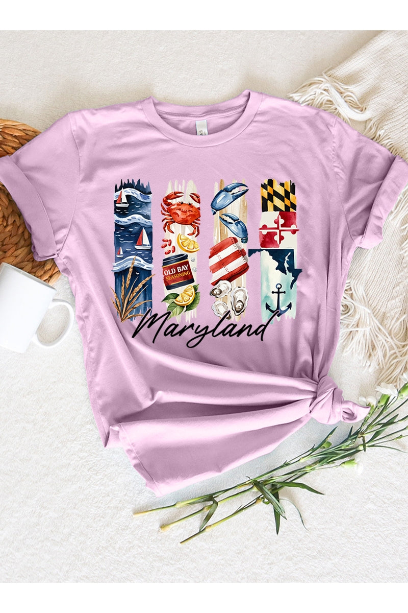 US3001P-E3061MD Maryland State Brushstroke Graphic Plus Tee $16