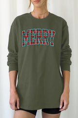 UL240-E3210 Classic Plaid Merry Graphic Long Sleeve Tee $13.75