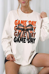 UL240P-E3088 Orange Black Football Bow Plus Long Sleeve Tee $17