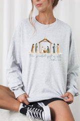 UL240P-E3183 Nativity Gift Graphic Plus Long Sleeve Tee $17