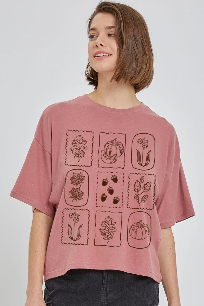 CTS-E3101 Autumn Graphic Relaxed Crop Top $11