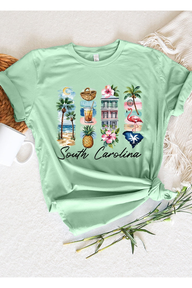 US3001P-E3061SC South Carolina State Brushstroke Graphic Plus Tee $16