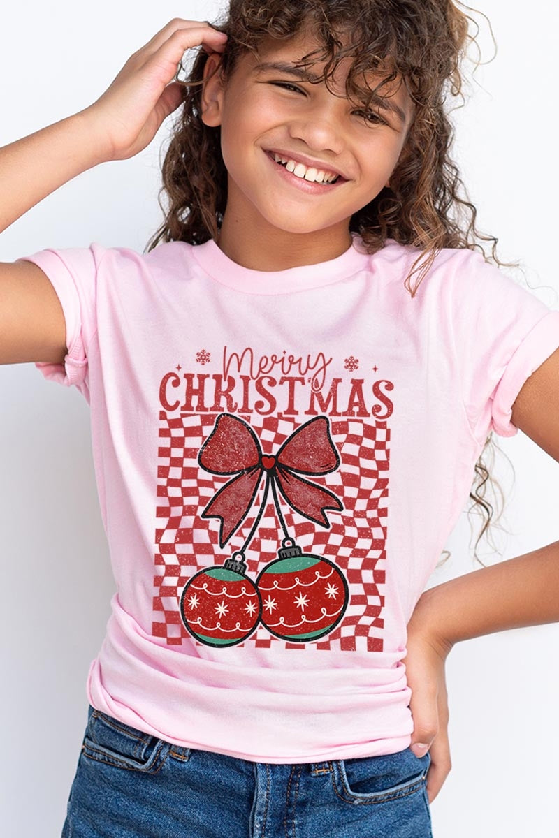 US3001Y-E3196Z Cherry Ornament Christmas Kids Graphic Tee $11