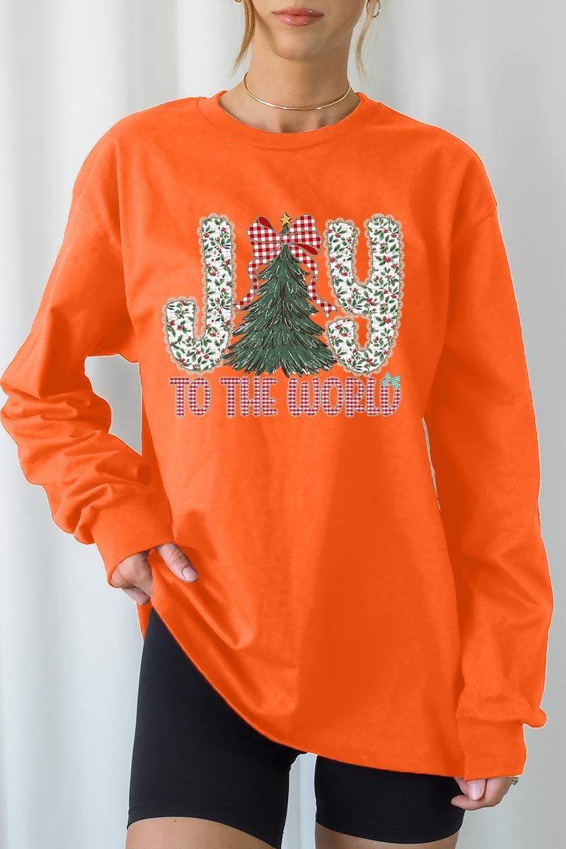 UL240P-E3213 Joy to the World Graphic Plus Long Sleeve Tee $17
