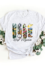 US3001-E3061WV West Virginia State Brushstroke Graphic Tee $12.5