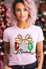US3001-E3194 Dog Mama Christmas Paw Graphic Tee $12.5