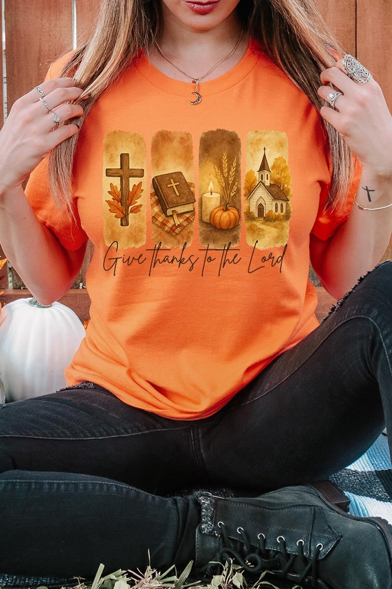 US3001-E3169 Give Thanks To The Lord Graphic Tee $12.5