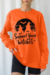 UL240P-E3161 Local Witches Halloween Graphic Plus Long Sleeve Tee $17