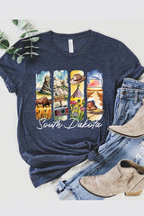 US3001P-E3061SD South Dakota State Brushstroke Graphic Plus Tee $16
