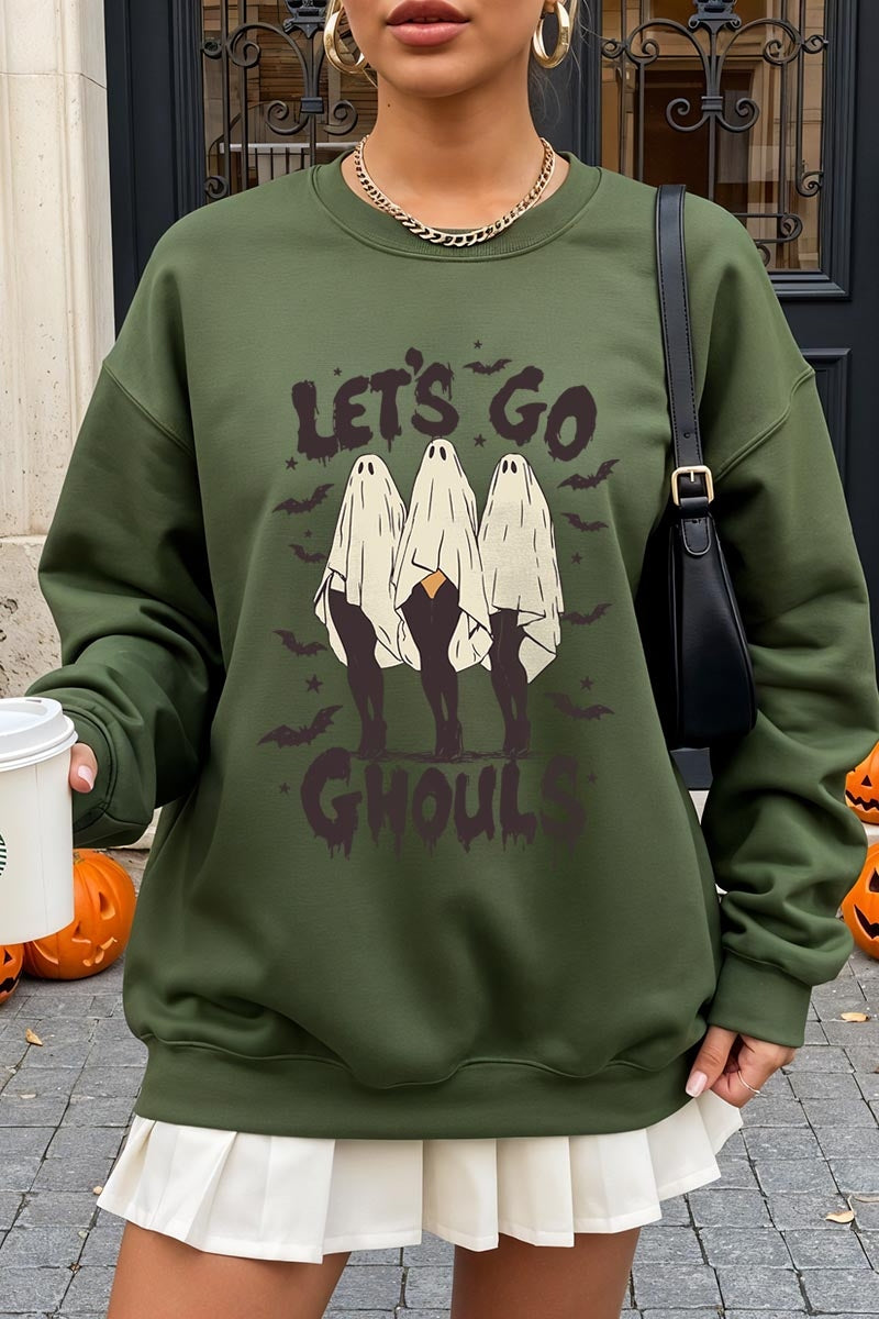 UL180-E3160 Letu2019s Go Ghouls Ghost Graphic Sweatshirt $20