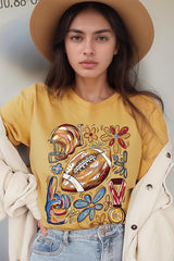 US3001-E3072 Retro Floral Football Graphic Tee $12.5