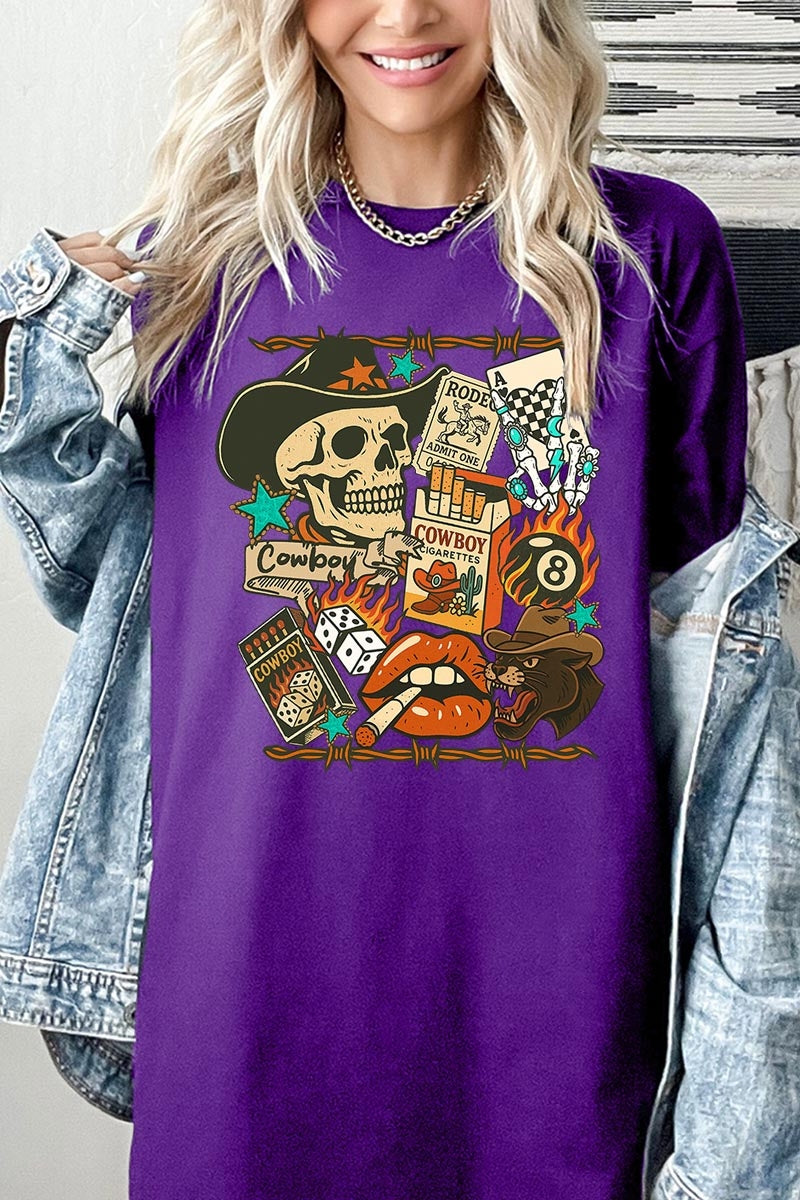 5000-E3096 Vintage Western Collage Graphic Heavy Cotton Tee $9