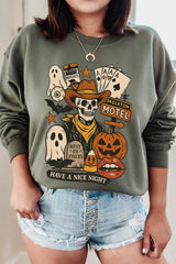 UL180-E3107 Spooky Western Skeleton Graphic Sweatshirt $20
