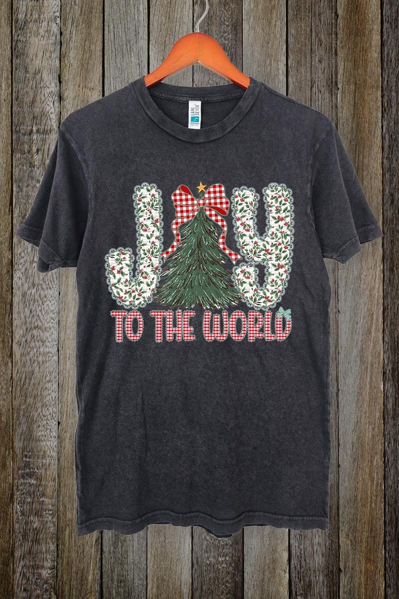 LS002-E3213 Joy to the World Graphic Vintage Tee $15.5