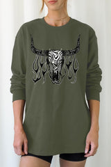 UL240P-E3176 Western Bullskull Graphic Plus Long Sleeve Tee $17