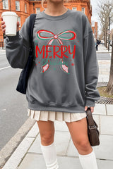 UL180-E3197 Merry Christmas Bow Graphic Sweatshirt $20