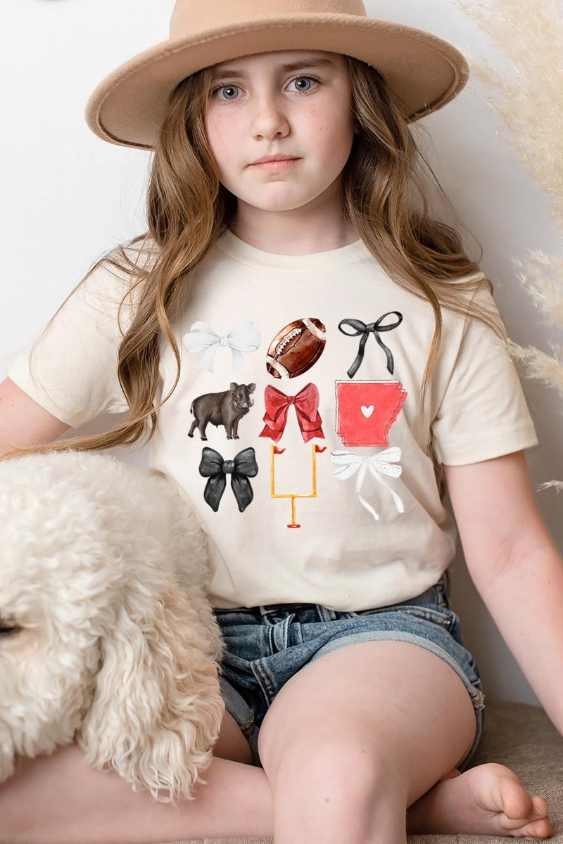US3001Y-E3077Z Arkansas Football Kids Graphic Tee $11