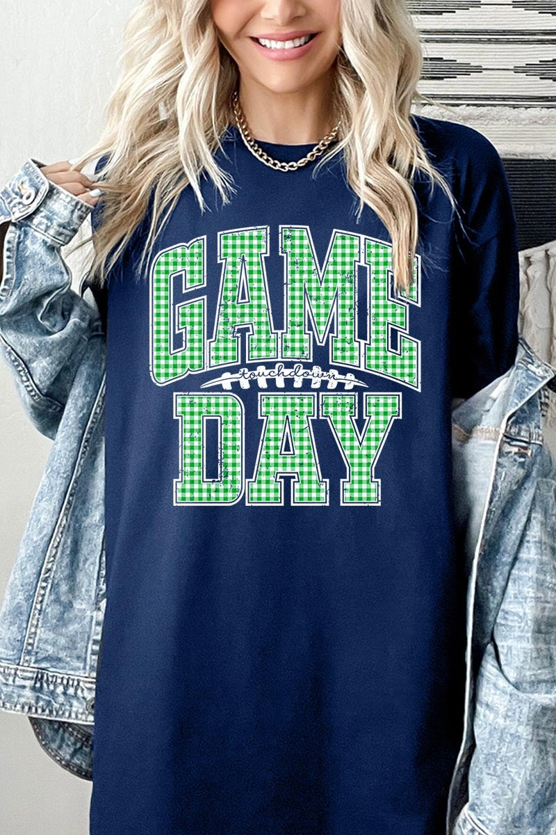 5000P-E3128 Green Gingham Game Day Plus Heavy Cotton Tee $12.75