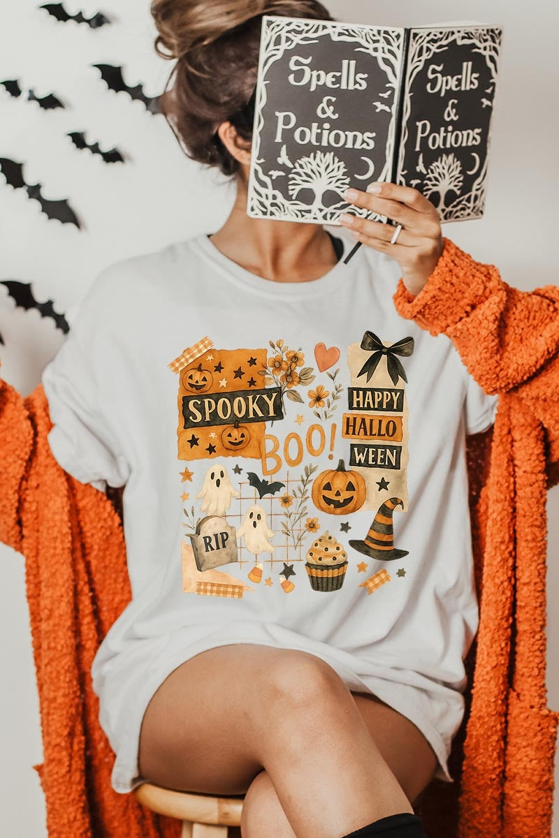 US3001-E3084 Halloween collage Graphic Tee $12.5